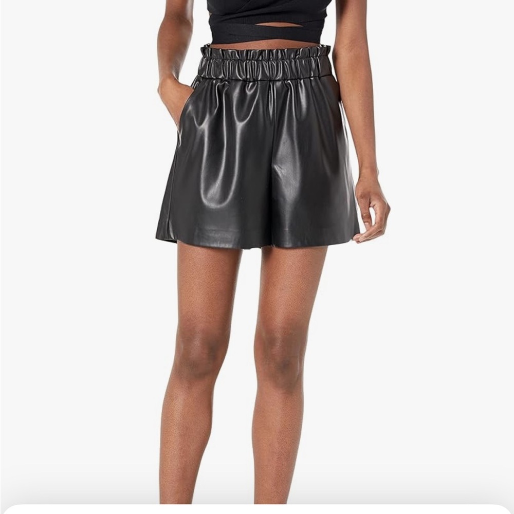 The Drop Women's Rose Loose-Fit Paperbag Pull-On Leather Shorts